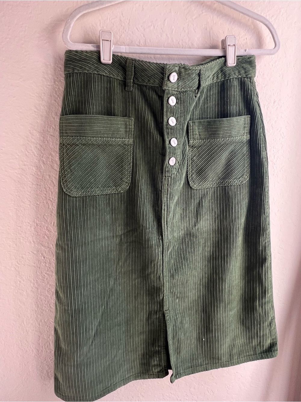 Pilcro and the Letterpress Olive Green Corduroy Midi Skirt - Picture 9 of 14